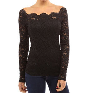 Black lace off the shoulder top size L